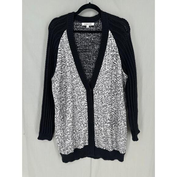 Elizabeth James Cardigan Sweater Small Gray Black Oversized Capsule Cozy Pockets - Picture 1 of 7